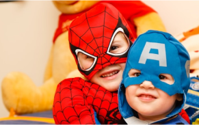 kids in spiderman mask